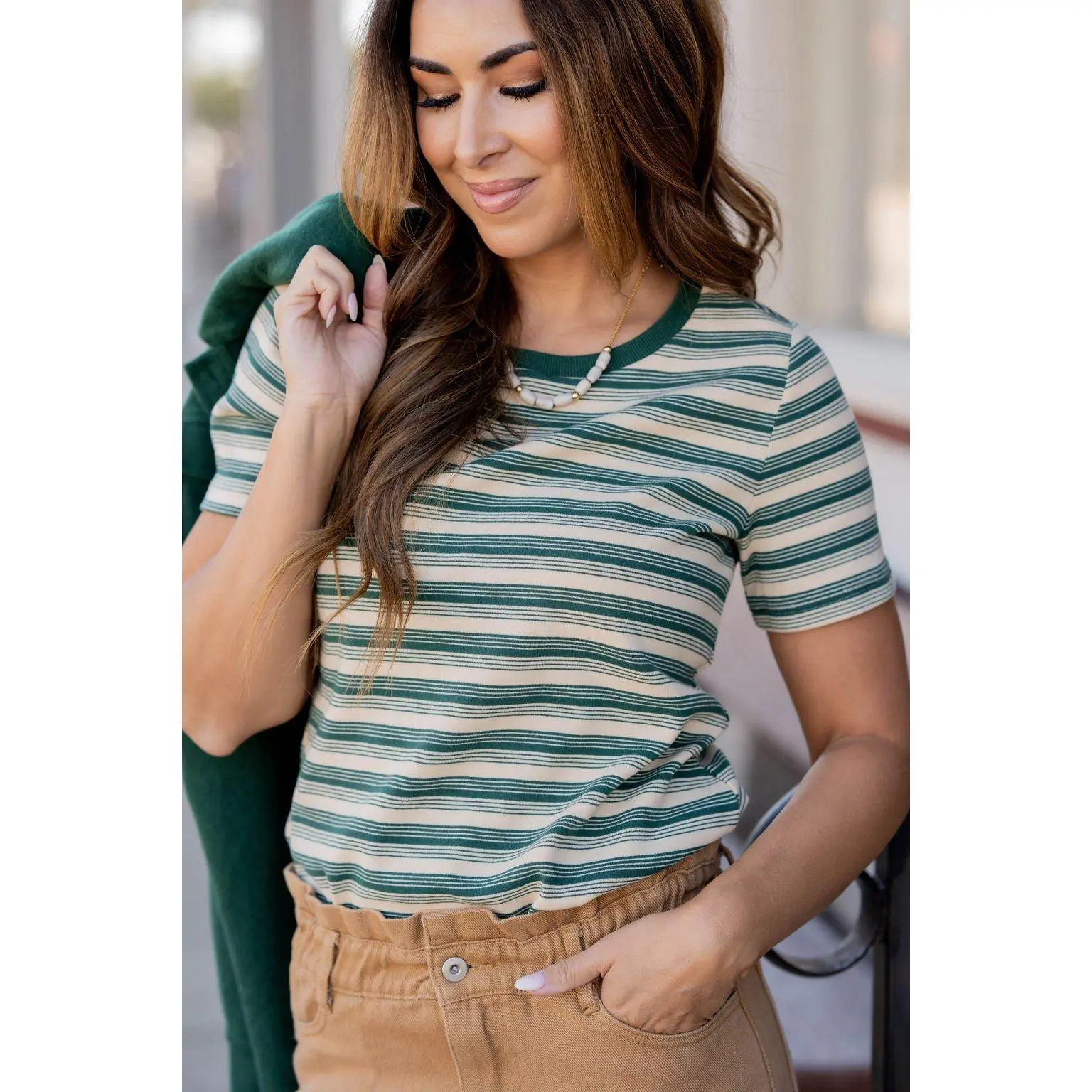 Assorted Stripes Solid Trim Tee