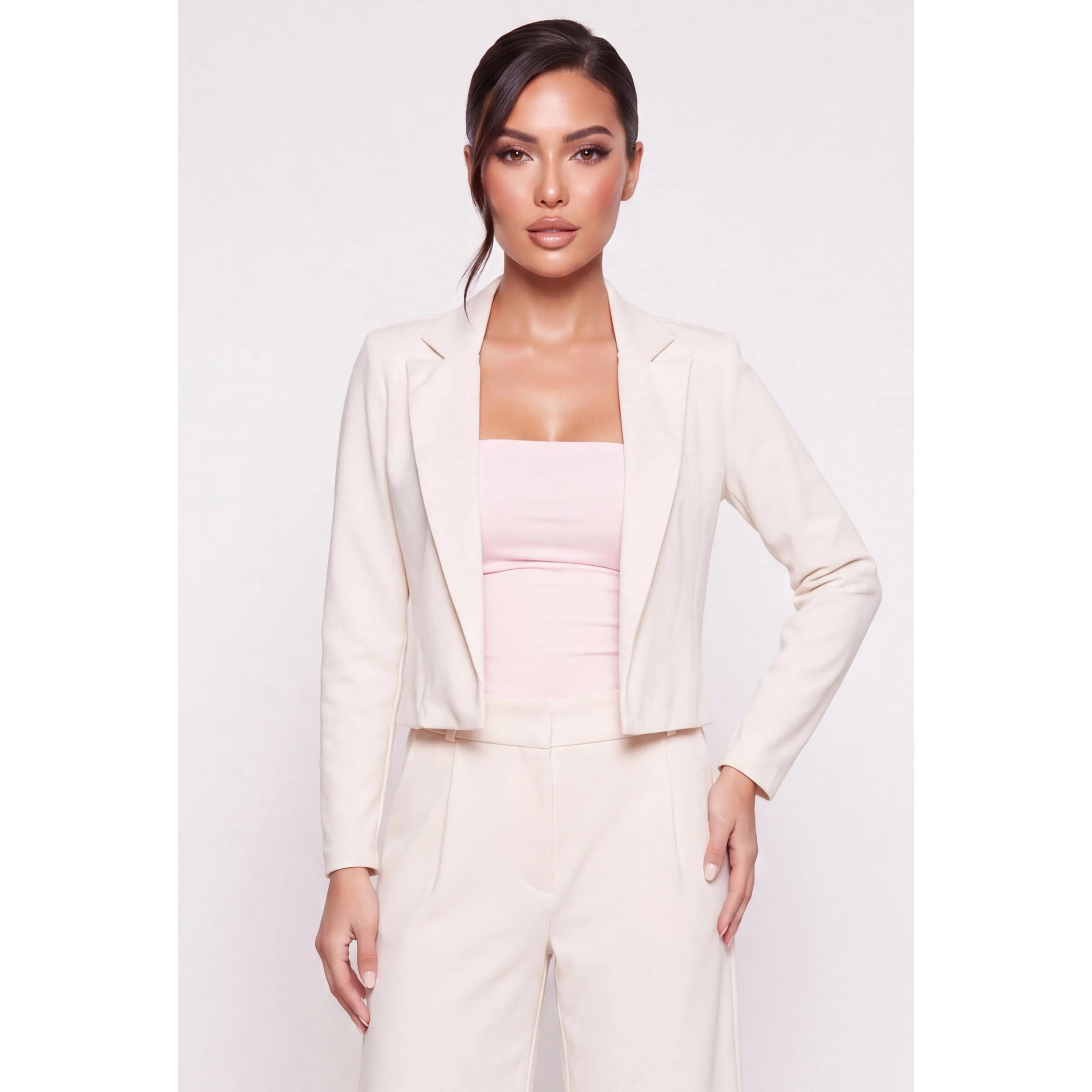 Crepe Knit Open Front Blazer