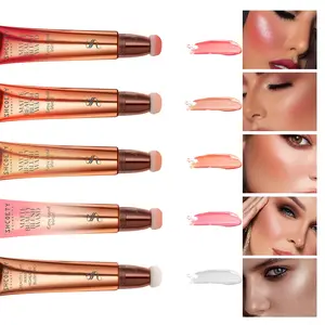 7 Color Liquid Blush Stick, Sponge Tip Design, Hydrating and Blendable, Long-Lasting, Natural Radiance, Soft Glow, Lightweight and Layerable
