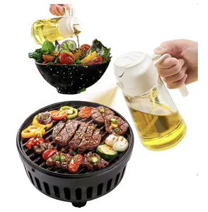 Household Kitchen 2 in 1 Oil Dispenser and Glass Oil Sprayer Bottle