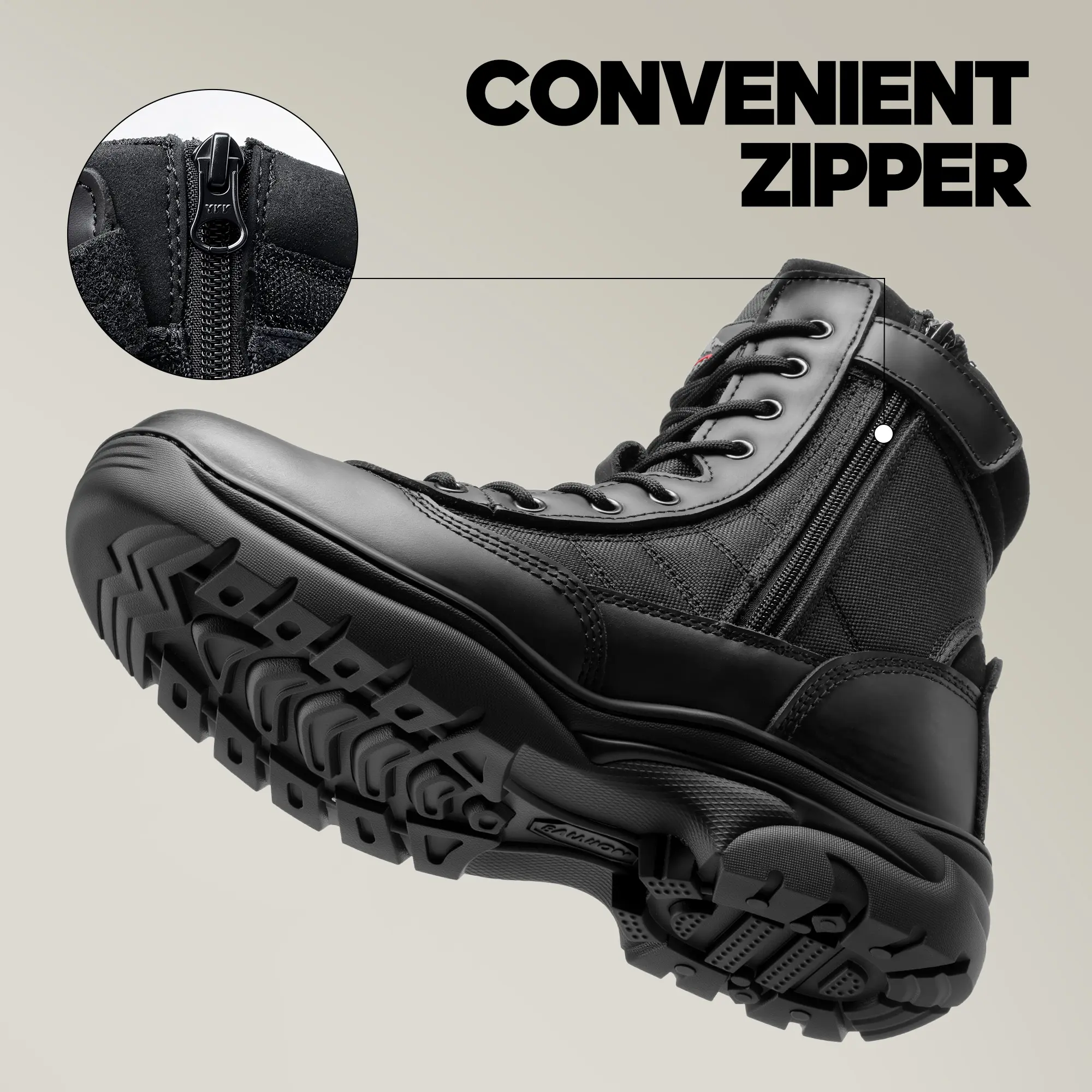 NORTIV 8 Trooper Tactical Boots Mens 15 Black Military Combat Side Zip Work Nortiv 8 - Brandclub - Nortiv 8 Mens Hiking Combat Ankle  main image 3