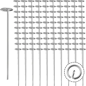 100 Pack 6-Inch Circle Top Pins, 11 Gauge Anti-Rust Galvanized Steel Landscape Staples Pins  Garden Stakes G-Shaped SOD Staples for Ground Landscape Fabrics,  Fences and PVC Pipes