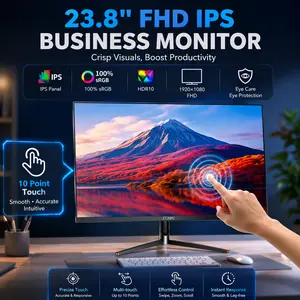 CUNPU G24FI07-X 24’’ Touchscreen Monitor, FHD 1080P IPS, 10-Point Touch, 75Hz, HDMI VGA USB, PC Office Desktop Business Workstation Monitor