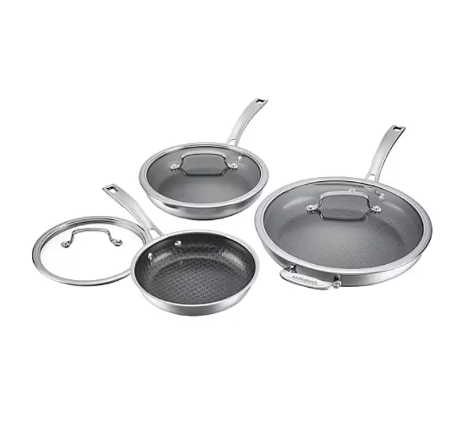 Cuisinart FusionPlus Stainless Steel 6-Piece Cookware Set, Kitchen Pots and Pans with Skillet, Saucepans & Lids, Durable Stainless Steel Cookware for Frying, Sautéing, Boiling, Simmering & Everyday Meals