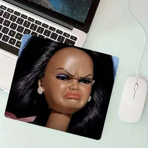 Angry Grumpy Doll Square Mouse Pad for Laptop, Non-Slip Rubber Base with Stitched Edges, Small Gaming Desk Mat for Gamer Office Home Decor, Computer Mouse Pad