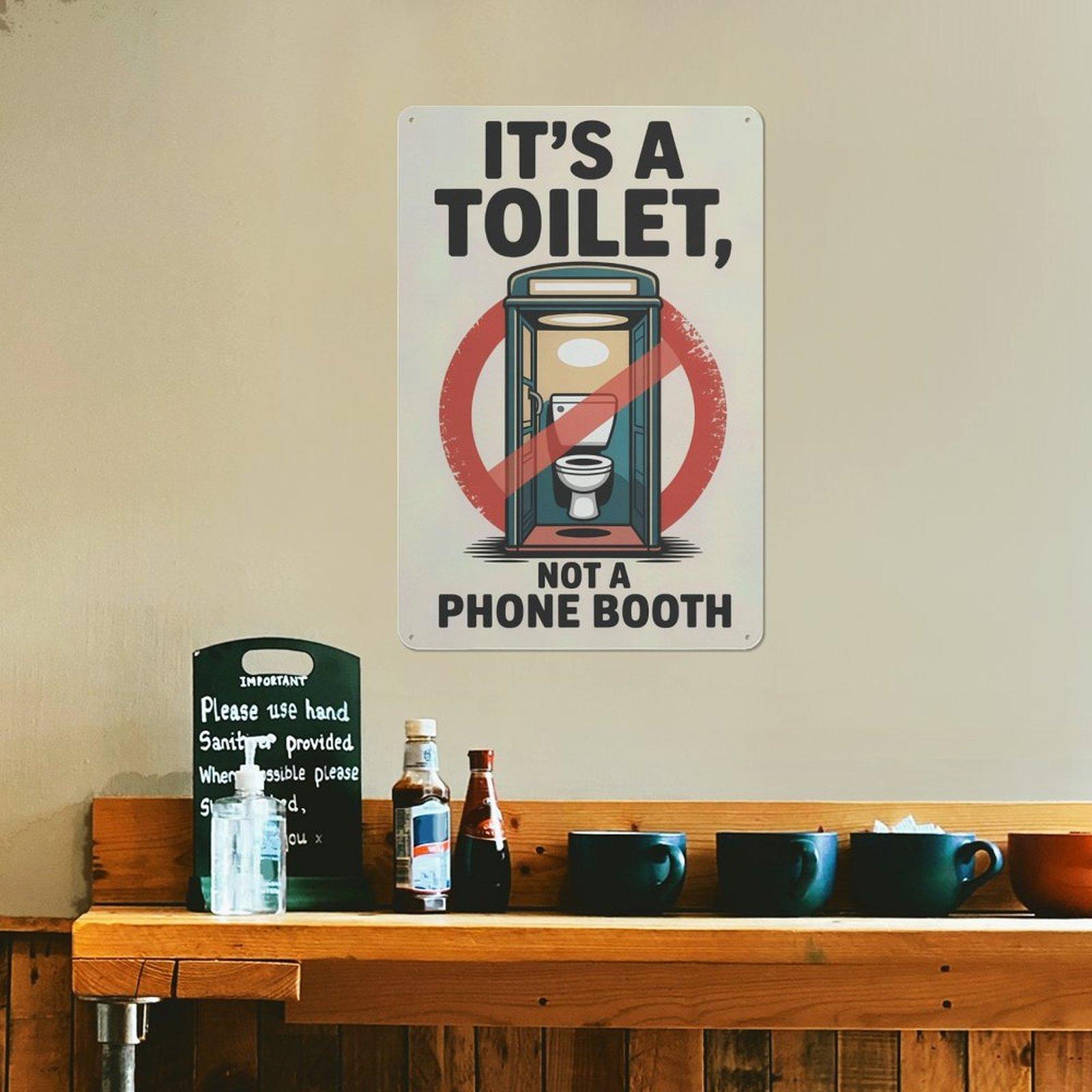 Funny Toilet Phone Booth Sign Metal Art Sign Restroom Wall Decor, Bathroom Humor Funny Decor,Humorous Sign,Sarcastic Gift,Birthday Gift,Office Sign,Dorm Sign