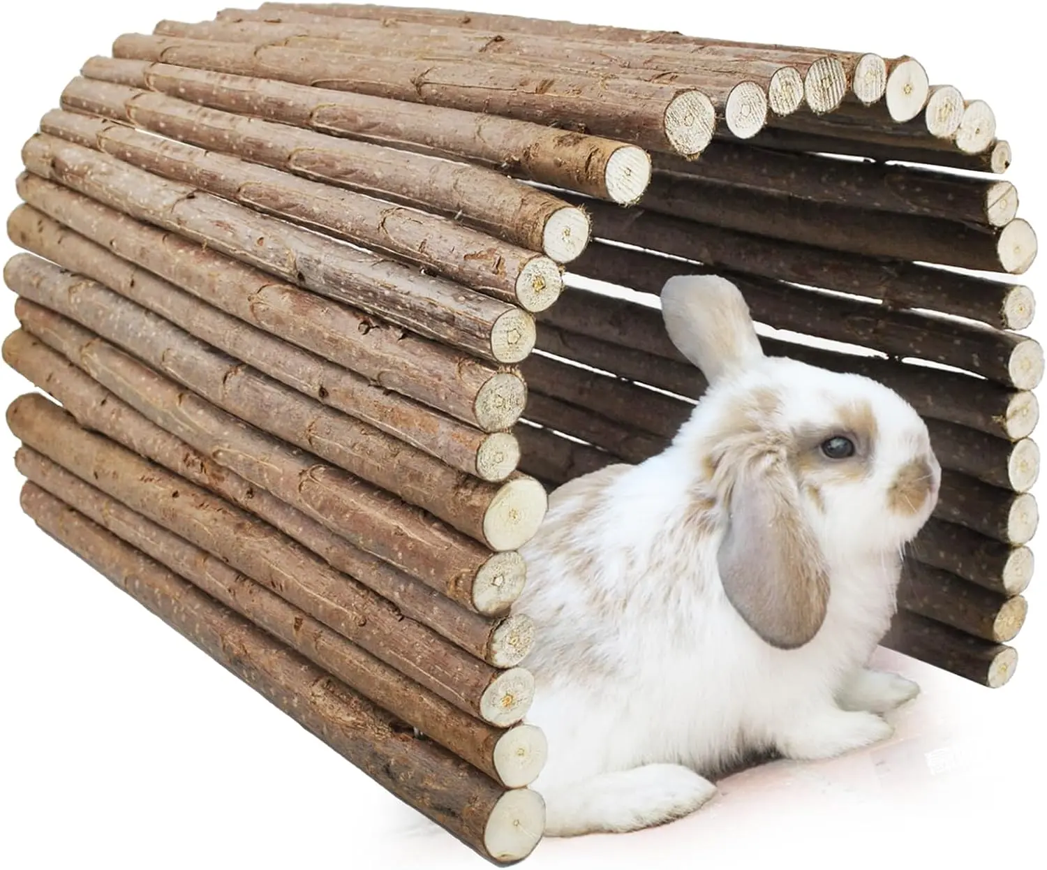 Rabbit Wooden Bridge(20.0 x 11.8 inches),Guinea Pig Wood Tunnel Large Bunny Ladders Small Animal Flexible Hideout for Hamster Chinchillas Guinea Pig Hedgehog and Other Rodents