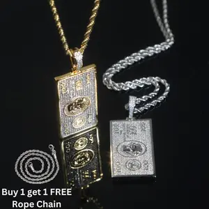 4:00 AM Hip Hop Jewelry “Bling Bling” Zircon Dollar Sign Pendant Necklace for Unisex — Money Sign Pendant Necklace