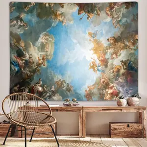 Retro Renaissance Tapestry, Vintage Greek Mythology Painting Art Ceiling Tapestries Wall Hanging for Bedroom College Dorm Living Room Office Decor 60X40, Unique Baroque Angel Poster Blanket