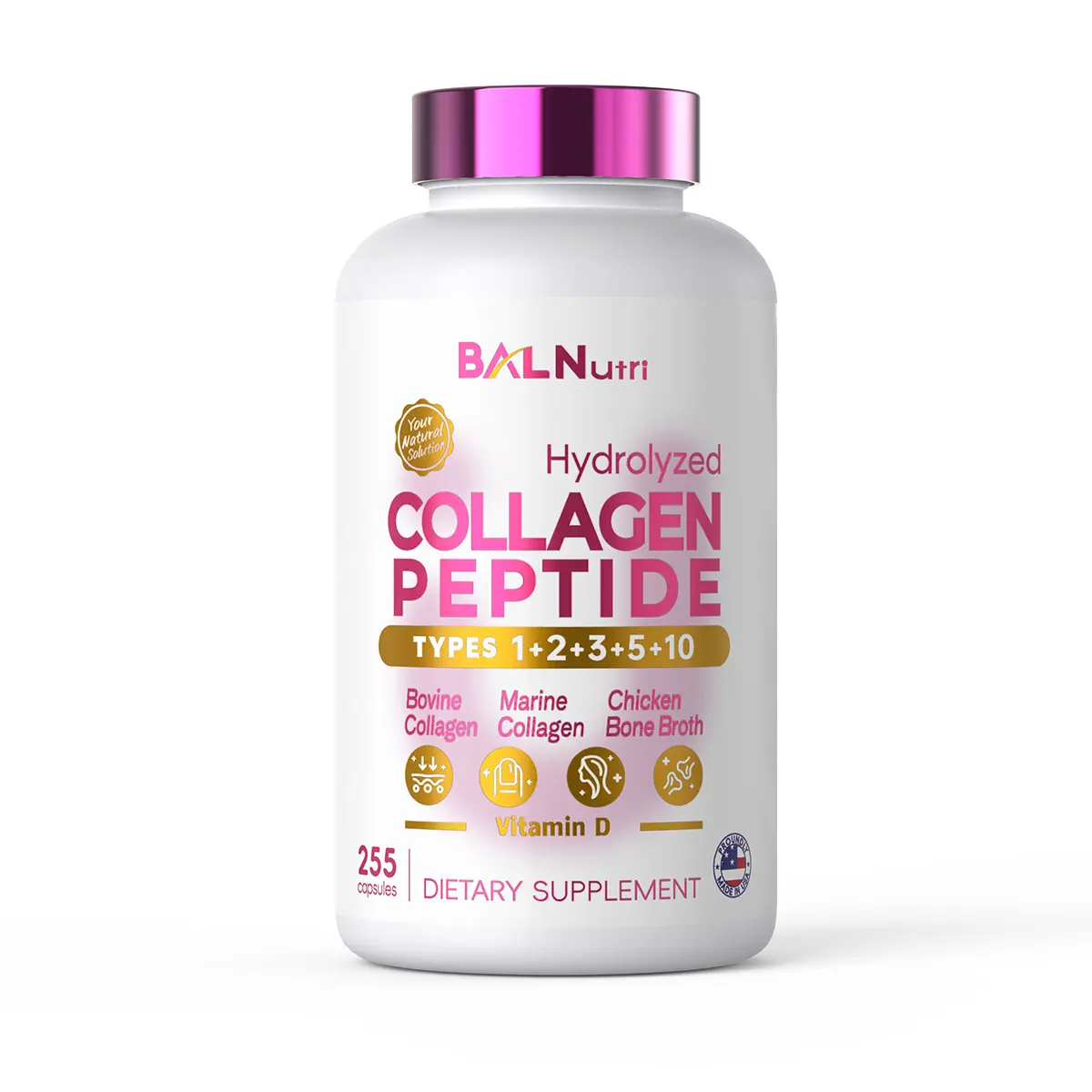 Premium Collagen Complex for Radiant Skin, Hair & Joint Health, Multi-type collagen blend (Types I, II, III, V, X) ,Complementary nutrients, Vitamin C, Hyaluronic Acid, Biotin, Minerals