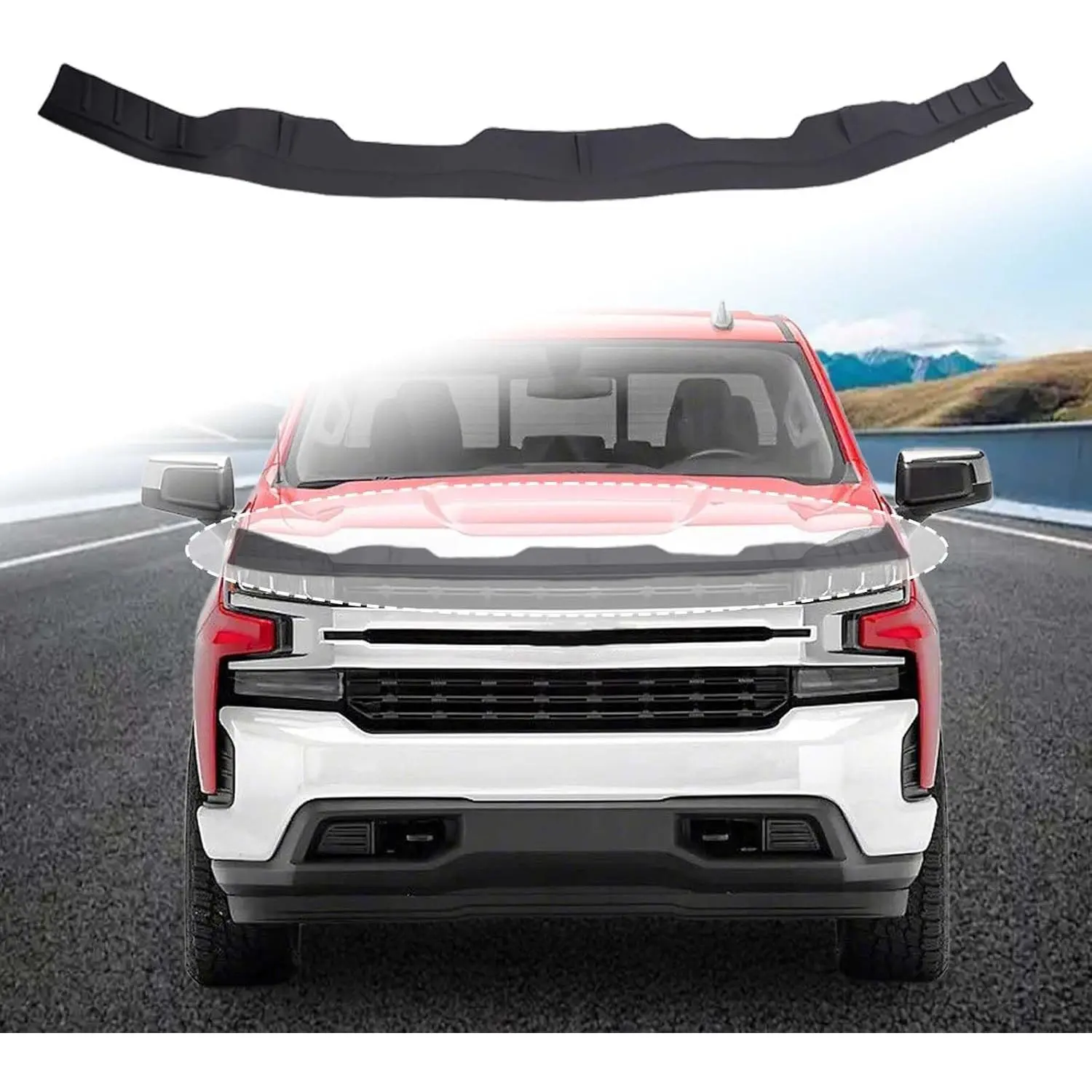 Hood Deflector Protector Hood Shield Compatible with 2019-2024 Chevy Silverado 1500 Replacement for 2019 2020 2021 2022 2023 2024 Chevy Silverado Accessories TPE Front Shield Deflector wind