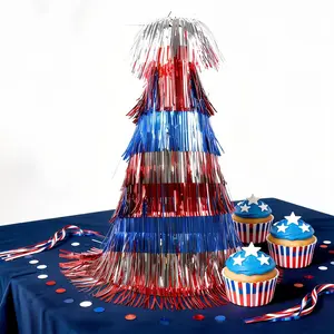Cross-border Independence Day Hat Red, Silver, Blue Tassel Pointed Hat, USA 250th Anniversary Parade Decorative Tassel Party Hat
