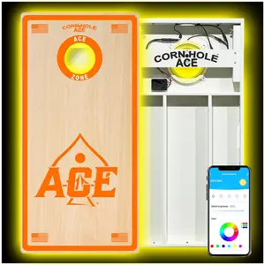 ACE Zone - Orange Cornhole Board Set | All Weather with Pro Light Kit