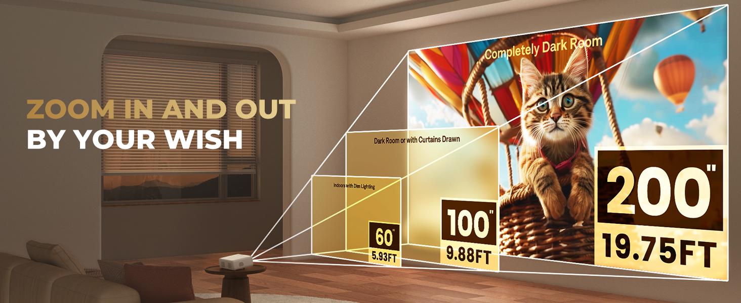 Aurzen EAZZE D1 Smart Projector - Native 1080P, 200 Lumens LCD Panel, WiFi, Bluetooth, Built-in APP, Auto Focus/Keystone, 16W Dolby Audio Speakers, HDR10, USB, Multi-Mounts, Portable Mini Home & Outdoor Movie Projector