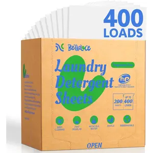 Laundry Detergent Sheets - Fragrance Free Laundry Sheets, 400 Loads, Eco-Friendly,-Free, Saving, Fast Dissolve & Hypoallergenic
