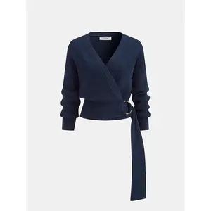 Metal Ring Knit Wrap Cardigan