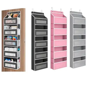 Door Hanging Storage Rack Grey Organizer Set, 5+5 Pockets with 5 Large Clear & Mesh Side Pockets, Hangable Home Decor, 10-15 Kg Capacity for Bedrooms Bathrooms & Food Storage Rooms, Black Friday Kitchen Gadgets Clearance