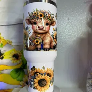 Sunflower highland cow 40 oz tumbler