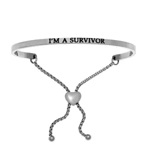 Intuitions Stainless Steel Iƒ??M A SURVIVOR Diamond Accent Adjustable Bracelet