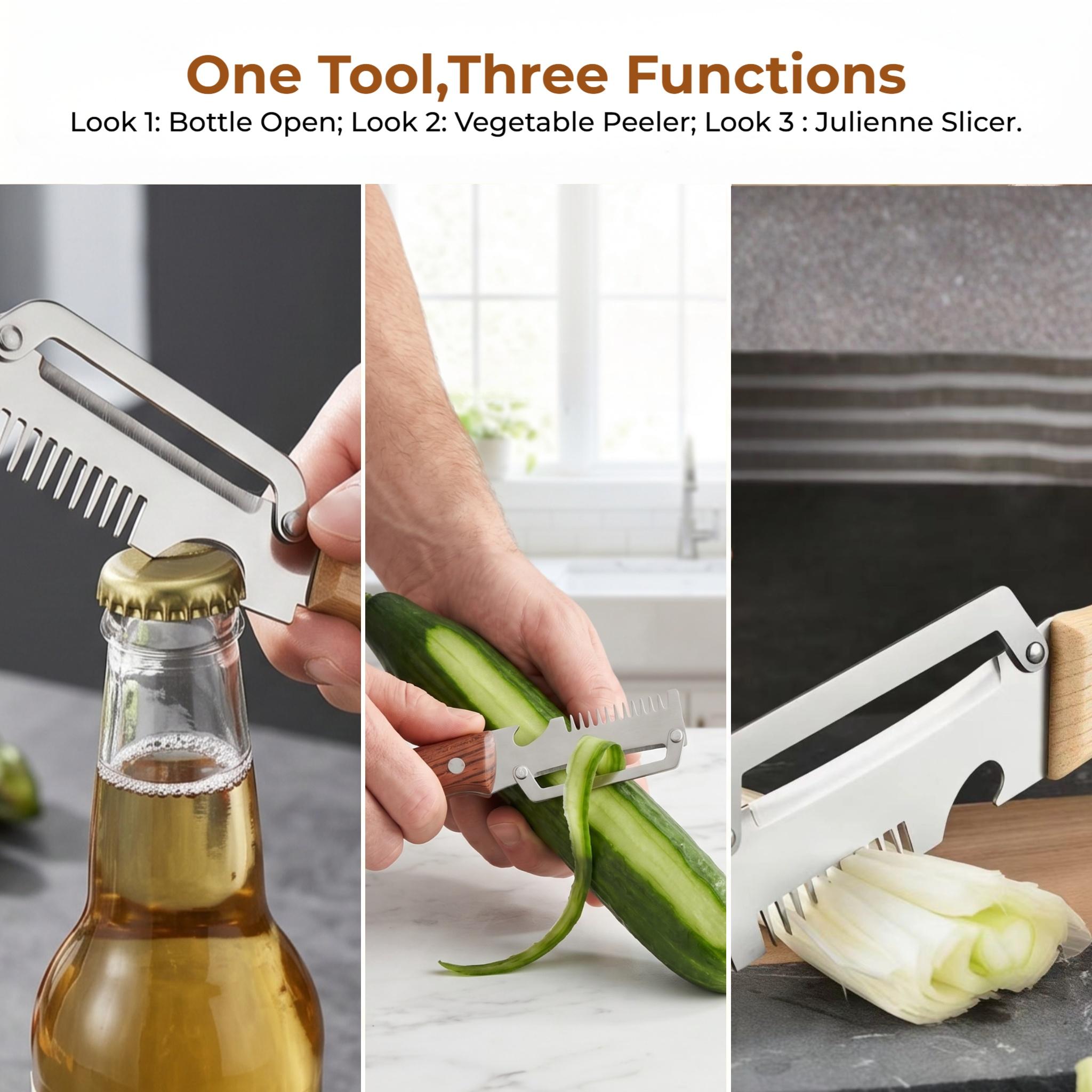 2 Pcs Premium 3-in-1 Kitchen Peeler, Heavy Duty Stainless Steel Multi-Tool, Ultra Sharp Vegetable Peeler Julienne Shredder with Bottle Opener, Durable Kitchen Gadget - YY 2 Pcs Premium 3-in-1 Kitchen Peeler, Heavy Duty Stainless Steel Multi-Tool, Ultra Sharp Vegetable Peeler Julienne Shredder with Bottle Opener, Durable Kitchen Gadget - YY