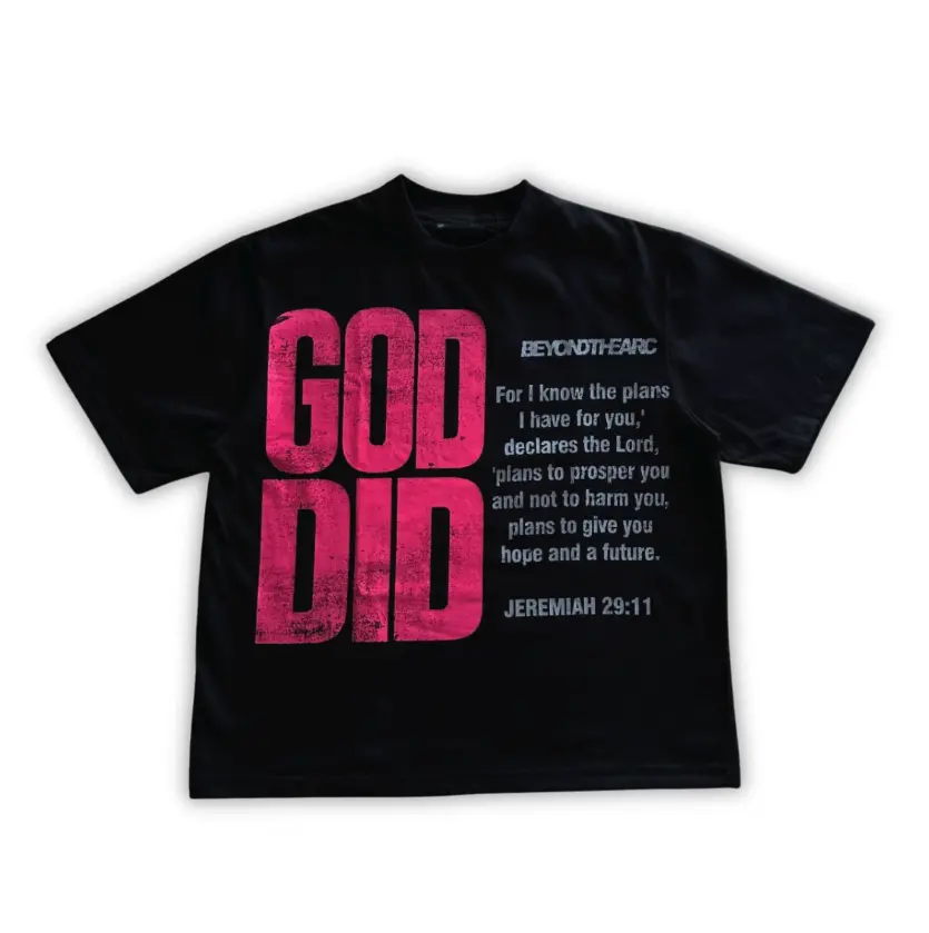 Vintage God Did  Short Sleeve Graphic T-Shirt, god apparel, christian clothing Menswear Top Tropical Shortsleeve Crewneck Streetwear Tshirt Casual