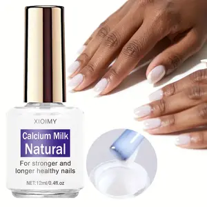 Xioimy Milk Calcium Nail Strengthener 12ML, Natural Dry, No Lamp Needed, Strengthen Fragile Nails, Suitable for Uneven Surfaces, Glossy Finish