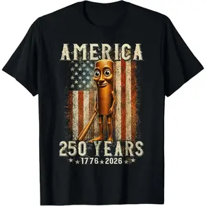 Retro Meme Tung Tung Tung Sahur Brainrot 250 Years American T-Shirt