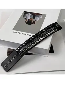 Gothic Punk Bracelet, PU Leather Rivet Handband, Couples' Jewelry Accessory, Stylish Fashionable Design, Perfect Gift Idea