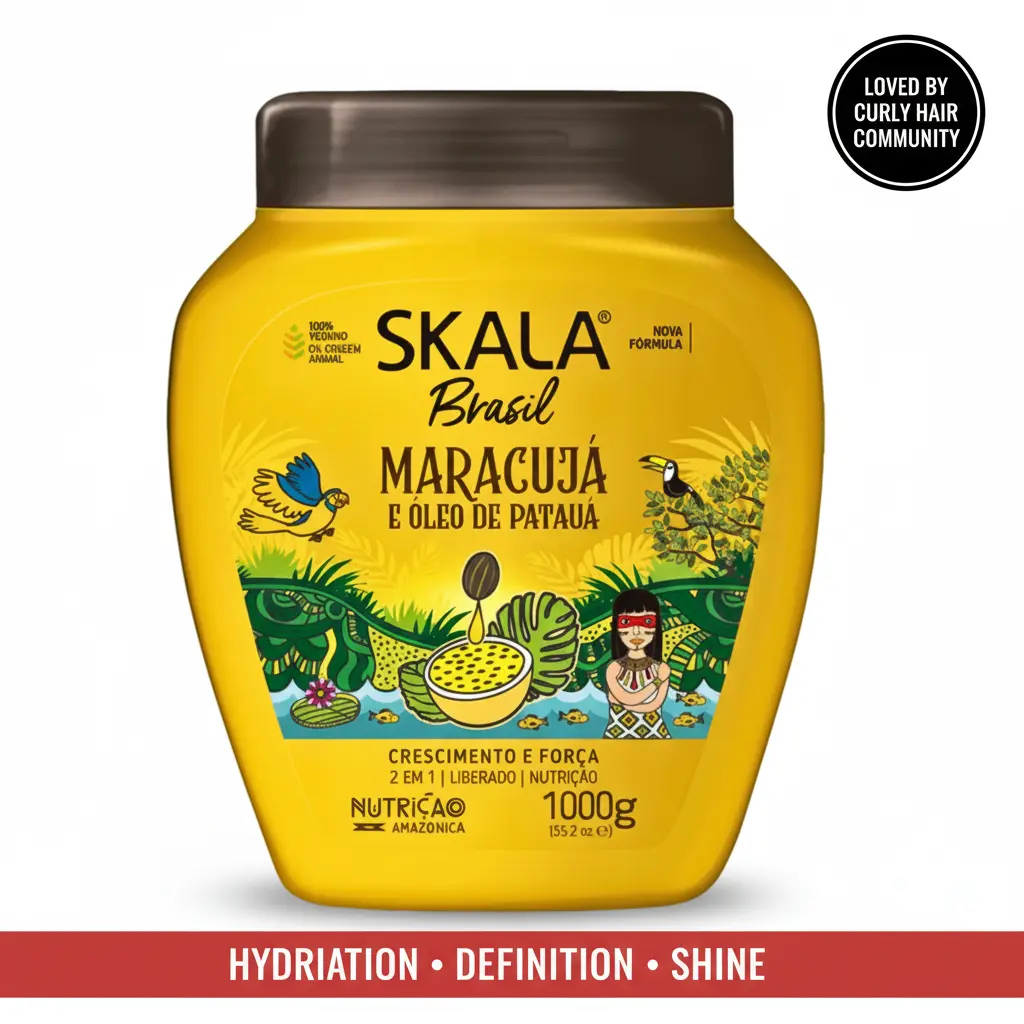 Skala Brasil Maracuja (Passion Fruit) & Pataua Oil Chemical-Free Haircare Treatment Cream (1000g) - Moisturizing, Nourishing, Softening, Smoothing Brazilian Product for Curly Locks, Boosts Definition, Shine, Visibly Thicker Hair [Mother's Day Special]
