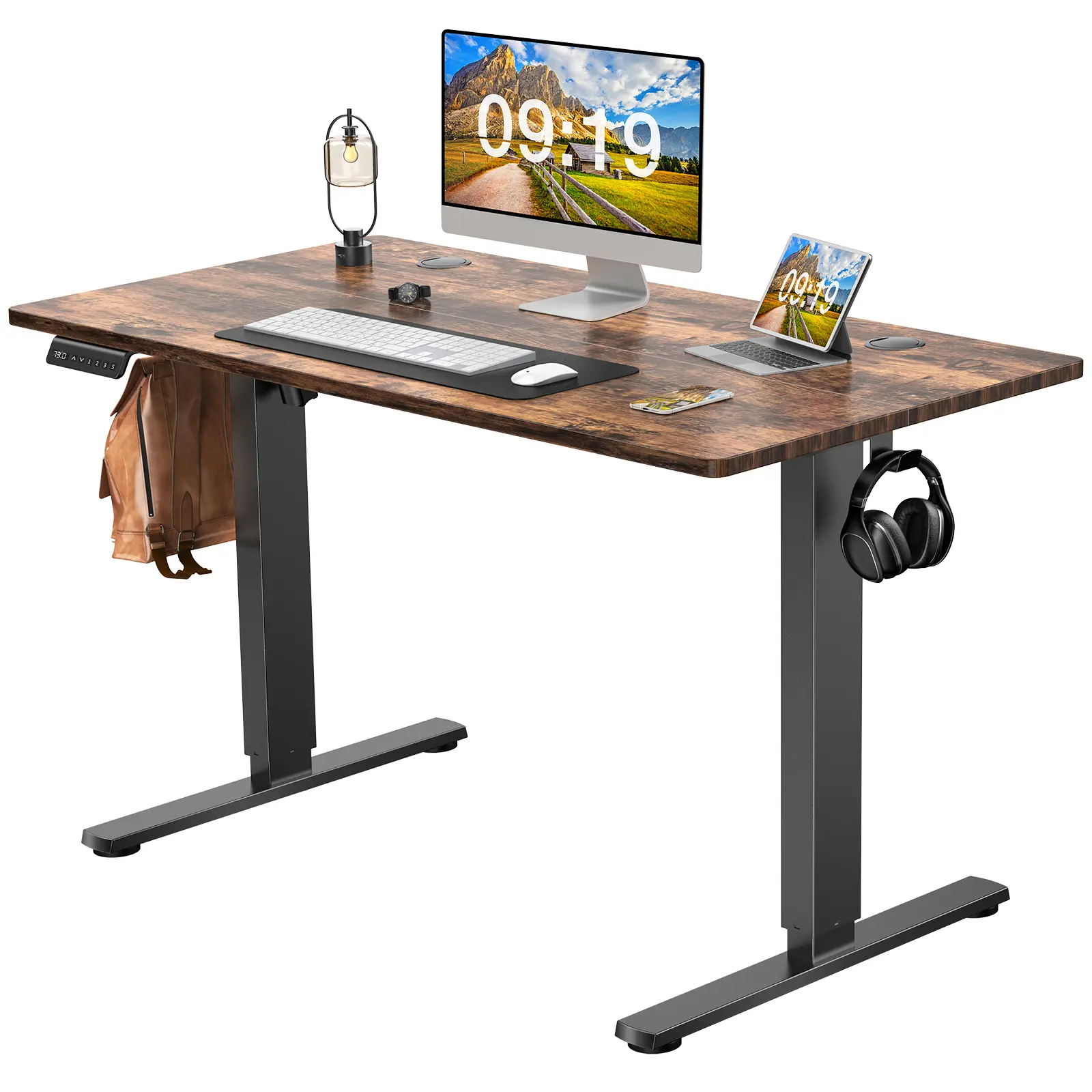 Electric Height Adjustable Standing Desk, 48'' x 24'' Stand up Modern Adjustable Desk Sit to Computer Desk, Ergonomic Laptop Workstation