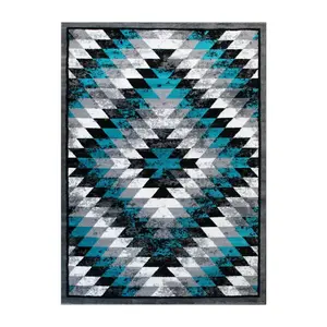Teagan Collection Southwestern 8' x 10' Turquoise Area Rug