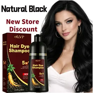 ALVP Herbal 5-in-1 Wine Red Hair Dye Shampoo 100% Gray Coverage Long Lasting Nourishing Scalp Vegan Cruelty Free 400ml Natural Ginseng Polygonum Multiflorum Haircare