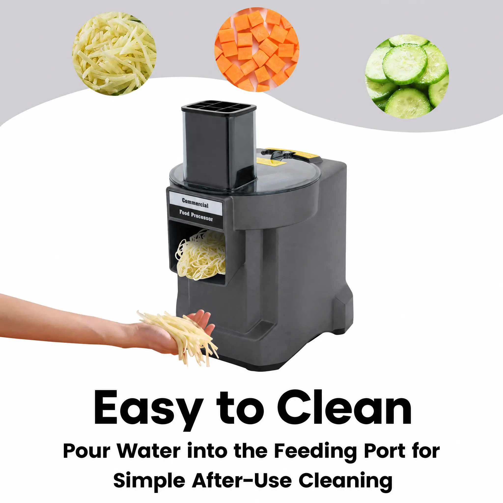 CNCEST 3-in-1 Commercial Kitchen Machine, 110W Electric Plastic-Steel Food Processor with 3 Grid Blades - Vegetable Slicer, Shredder, Dicer for Households, Restaurants
