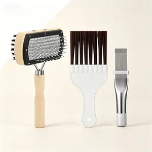 3Pcs Stainless Steel Coil Cleaning Brush Kit, Air Conditioner Condenser Fin Cleaner, Refrigerator Evaporator Coil Brush, Reusable AC Coil Cleaning Tool, Mini Split and Fridge Maintenance Supplies, Durable and Efficient Cleaning Brush Set