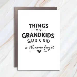 Grandparents Greeting Cards For Grandma, Things My Grandkids Sad & Did So I'll Never Forget MC103
