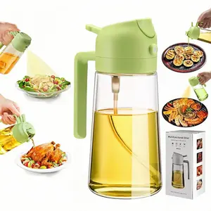 2-in-1 Modern Glass Oil Dispenser & Sprayer, 16oz/470ml Multi-Use Kitchen Utensil Bottle for Cooking, Salad, Cooking Oil Container, Spray Bottle For Olive Oil