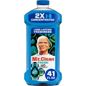Mr. Clean All Purpose Cleaner, Floor Cleaner for Mopping Home, Bathroom, & Kitchen, Cleaning Liquid for Mop & Bucket, Cleaning Supplies, Multi-Surface Dilutable, Unstopables, 41oz