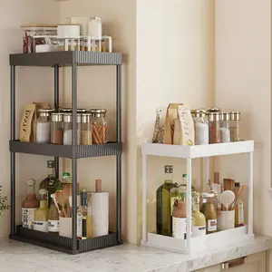 Spice Rack Organizer Set, Independent Kitchen Storage Shelf, Durable Pull-Out Design, Easy Clean, Suitable for Cabinets & Countertops