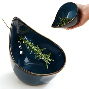 Pottery Herb Stripper Bowl, Upgrade Pottery Herb Stripper Bowl, Handmade Ceramic Herb Peeling Cup with Different Round Hole Sizes for Peeling Off The Leafy Assembly