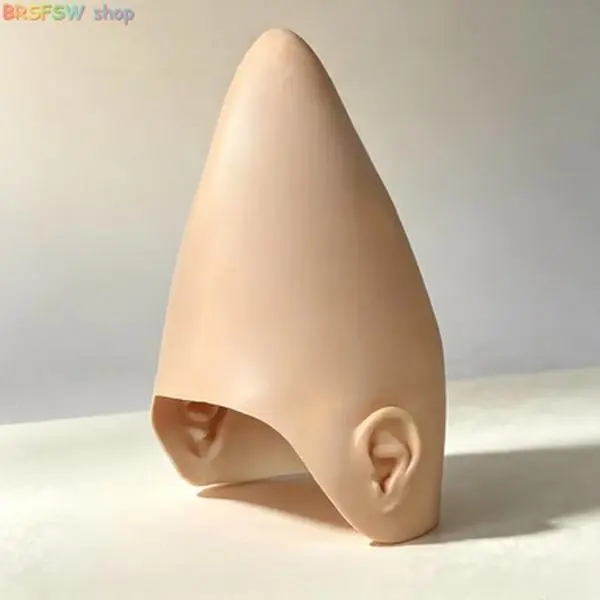 Men's Alien High-Top Half Wig - Plain Light Beige, Latex-Shaped, Smooth Fabric, Hand Washable Costumes for Halloween, Cosplay, Male homedecor, Cosplay Wear, Alien Shape, Latex Material,back to school,back to school haul