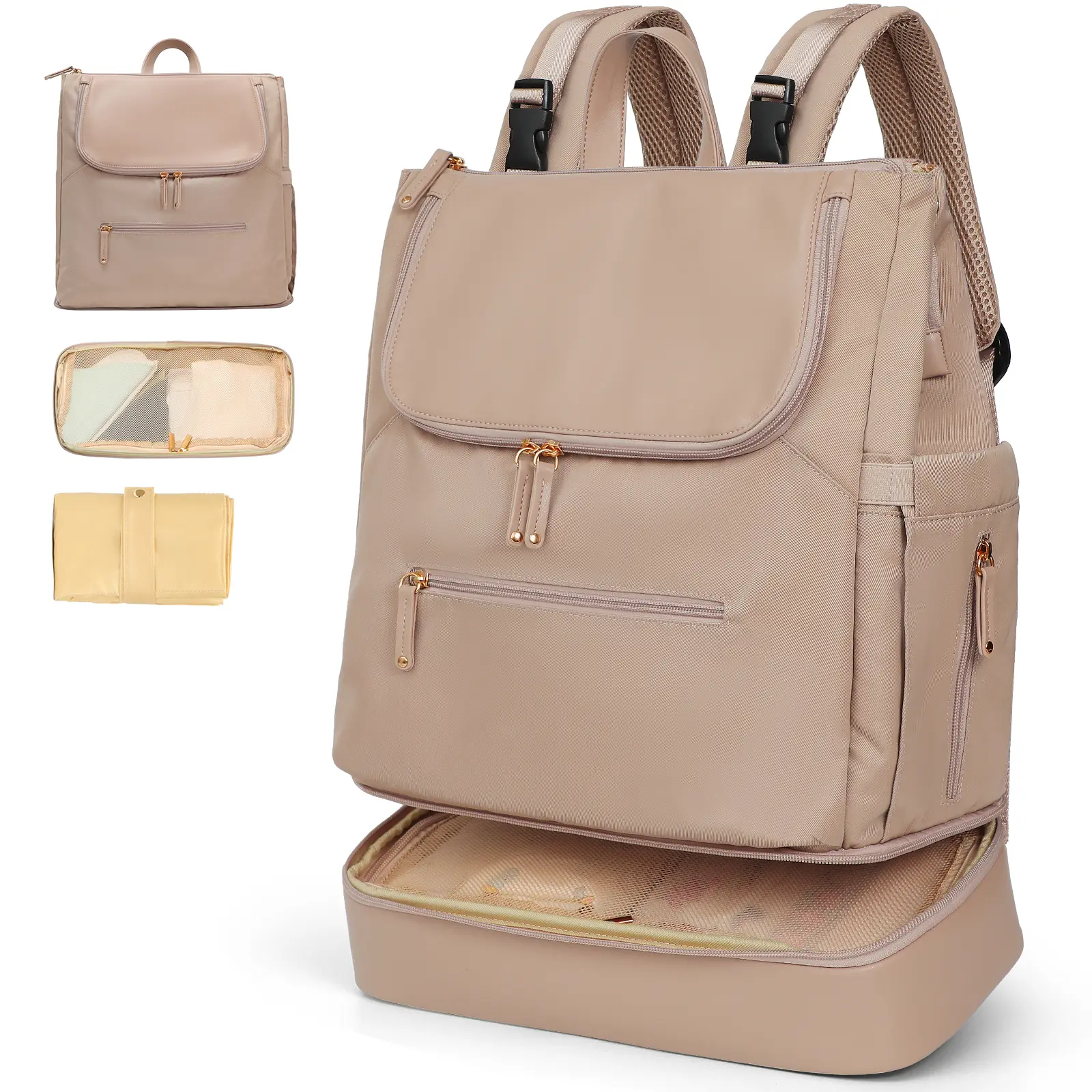 Miss Fong × MOMINSIDE Baby Diaper Bag, Casual Carry-on Travel Backpack with a Removable Cooler Compartment, Newborn Baby Bag Hospital Bag For Woman, Baby Shower Gift Diaperbags Lightweight Mommy Bag