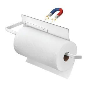 Magnetic Paper Towel Holder – Fridge Wall Mount Roll Organizer for Kitchen Bathroom Pantry RV Storage, Magnetic Tissue & Toilet Paper Rack