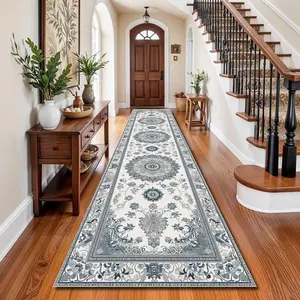Geometric Pattern Kitchen Runner Rug, Decorative Area Rug, 1 Count Non-slip Soft Floor Mat, Decorative Carpet for Home Living Room Bedroom Bathroom Balcony Stairs
