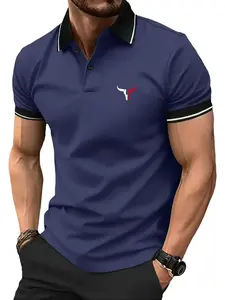 Men's Premium Polo Shirt - Button Collar, Personalized Printed Pattern, Slightly Elastic Fabric, Dress Shirt Suitable for Summer Work Wear - Short Sleeve Dalesan Digitalis Knitted Men's Tropical Elastic Polyester Single Layer Flat Goods.