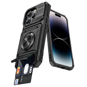iPhone Series Heavy-Duty Shockproof Case with 360° Rotating Metal Stand and Dual Card Slot – Premium Protection