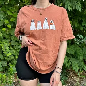 Ghost Dogs Halloween Comfort Colors T-Shirt Printed Orange Fall Autumn