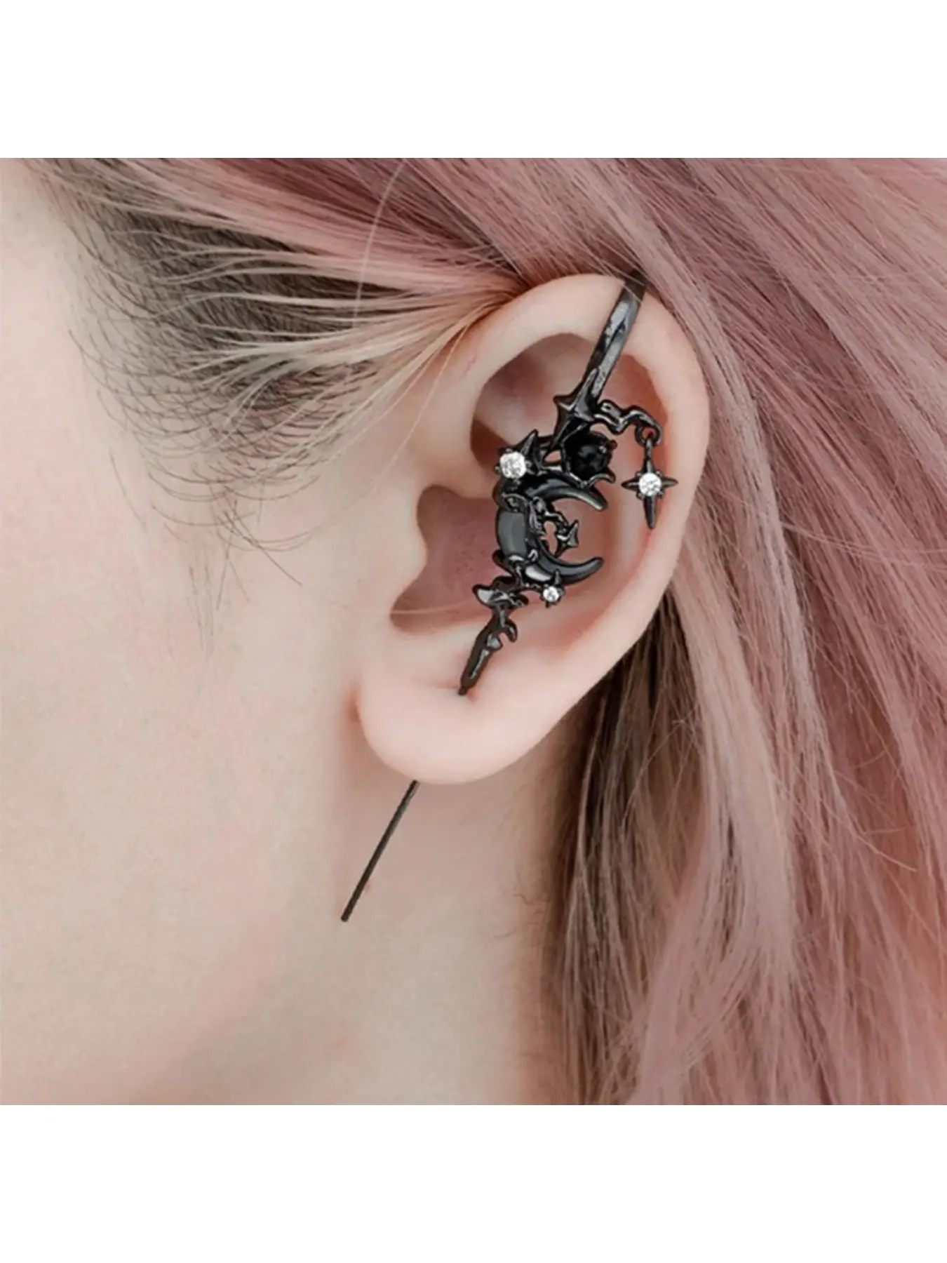 Creative Star Moon Diamond-Encrusted Stud Earrings Geometric Fashion Individual Cool Style Accessories Festival Gifts Women's Earrings