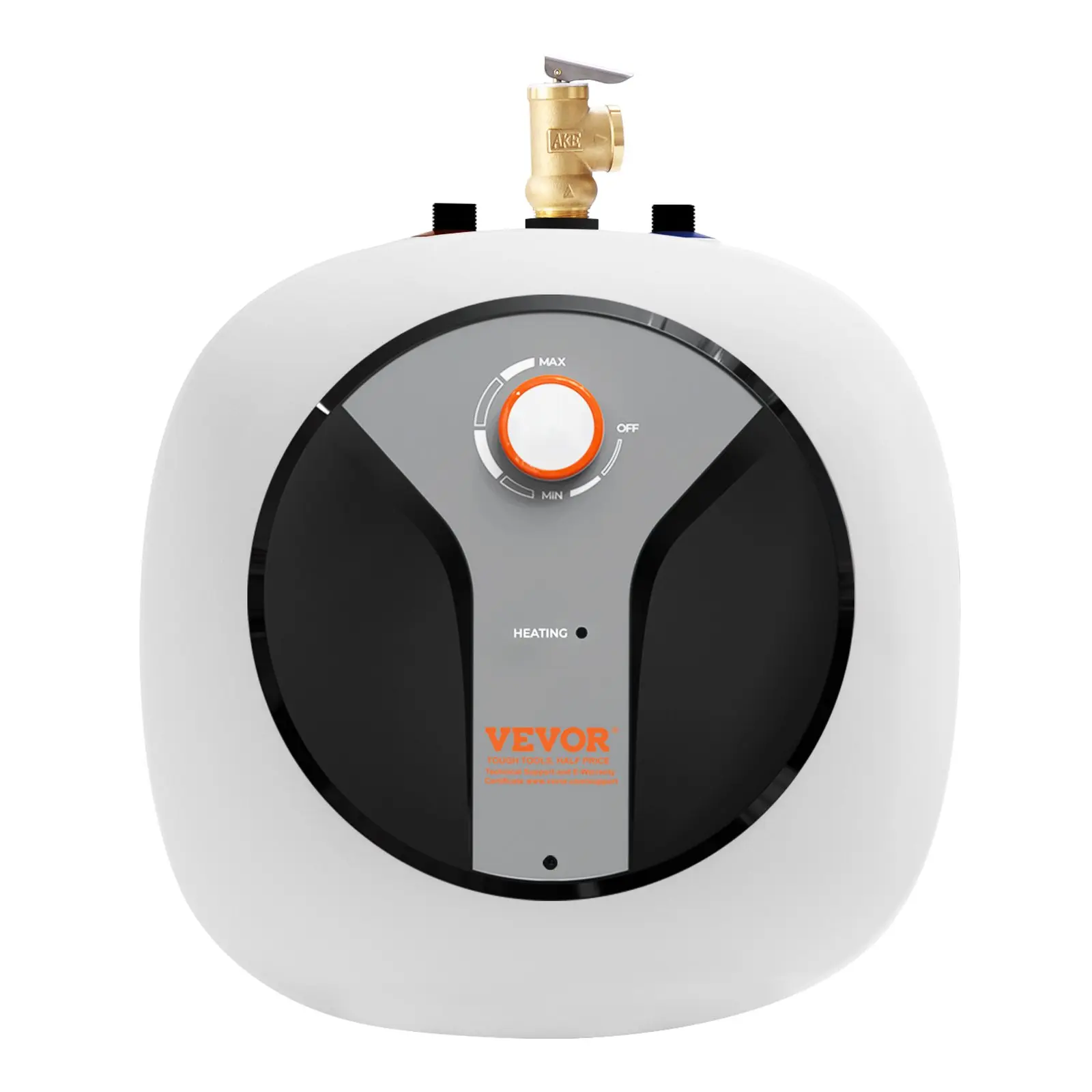 Stainless Steel Horizontal 2.5 gal Electric Mini-Tank Water Heater with ABS, 1440W 12 A 150 psi Anti-Leak Storage Boiler for Restaurant, 13.4x14.1x11.6 inch, LED Display, Safety Temp-Pressure Valve for Instant Hot Water