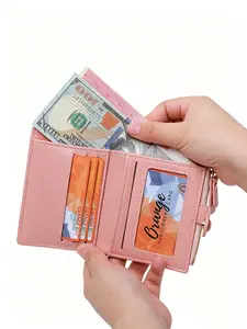 New two fold short wallet with ID card window, equipped with coin purse, lightweight wallet, daily portable wallet, suitable for cash and credit cards, card bag wallet two in one, fashionable gift for birthdays and anniversaries
