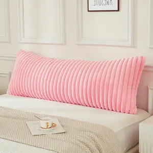 Faux  Fluffy  Pillow Cover Luxury Textured Vertical Stripe Plush Decorative  Pillowcase, Ultra Soft and Cozy Zipper Closure 21 x 54 Inches, Pink